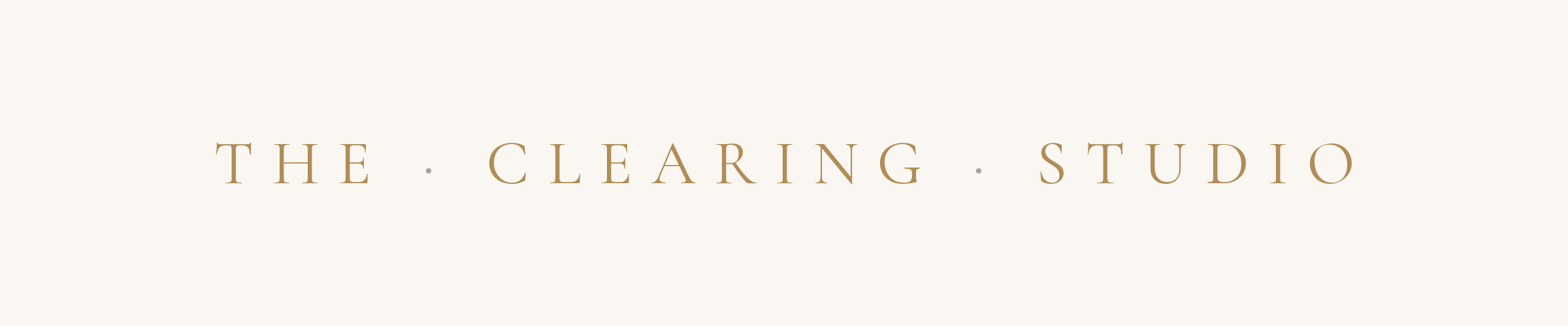 The Clearing Studio wordmark on bone background
